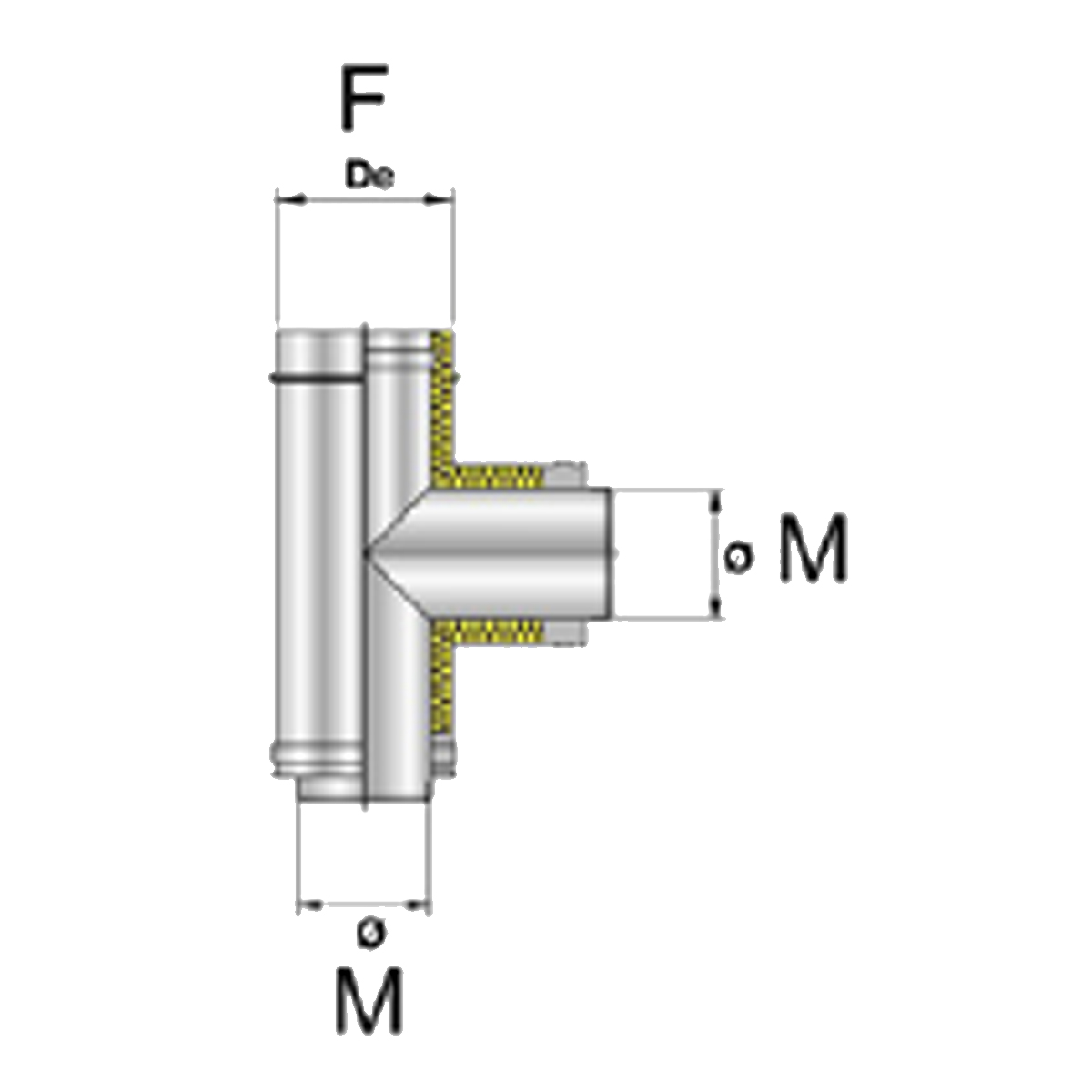 Afvoer DW T stuk RVS Ã˜80/130mm